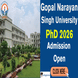 Gopal Narayan Singh University PhD Admission 2026 Begins; Apply Till January 31